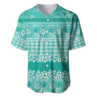 Hawaiian Hibiscus Honu Baseball Jersey Turquoise Mele Kalikimaka Palaka Spirit - Polynesian Pride