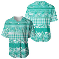 Hawaiian Hibiscus Honu Baseball Jersey Turquoise Mele Kalikimaka Palaka Spirit - Polynesian Pride