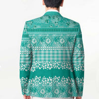 Hawaiian Hibiscus Honu Blazer Turquoise Mele Kalikimaka Palaka Spirit - Polynesian Pride