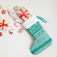 Hawaiian Hibiscus Honu Christmas Stocking Turquoise Mele Kalikimaka Palaka Spirit - Polynesian Pride