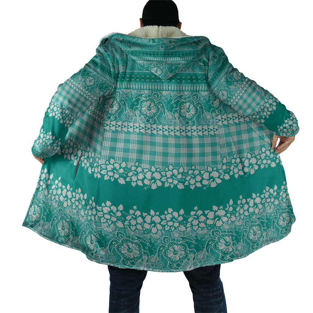 Hawaiian Hibiscus Honu Cloak Turquoise Mele Kalikimaka Palaka Spirit - Polynesian Pride