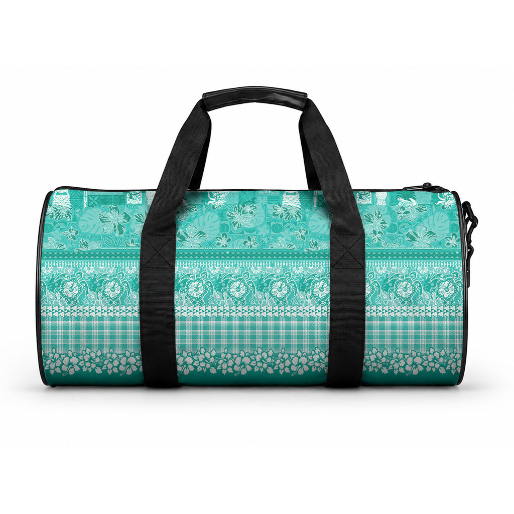 Hawaiian Hibiscus Honu Duffle Bag Turquoise Mele Kalikimaka Palaka Spirit LT9 One size Turquoise - Polynesian Pride