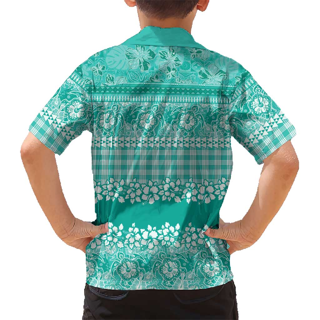 Hawaiian Hibiscus Honu Family Matching Puletasi and Hawaiian Shirt Turquoise Mele Kalikimaka Palaka Spirit LT9 - Polynesian Pride