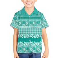 Hawaiian Hibiscus Honu Family Matching Puletasi and Hawaiian Shirt Turquoise Mele Kalikimaka Palaka Spirit LT9 - Polynesian Pride