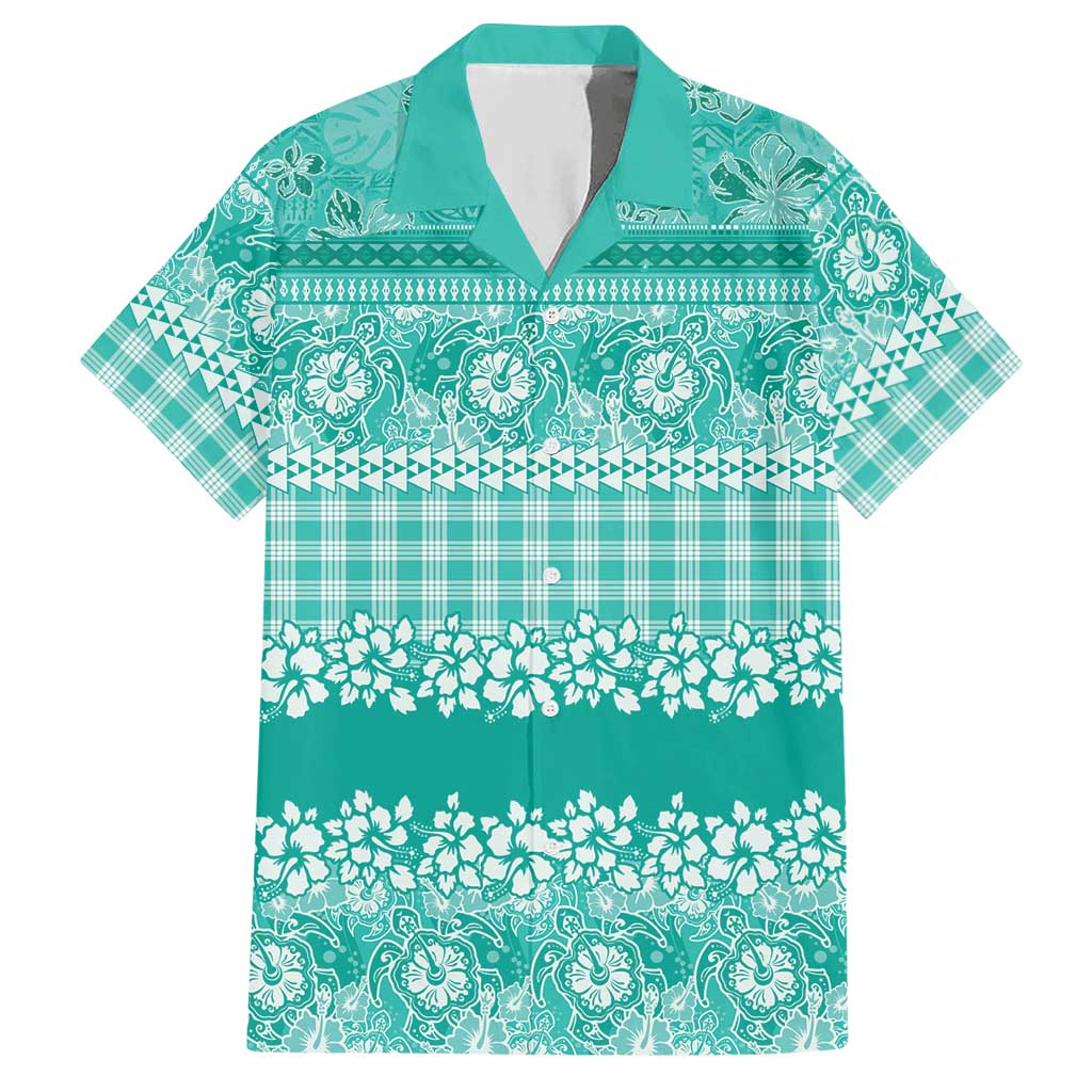 Hawaiian Hibiscus Honu Hawaiian Shirt Turquoise Mele Kalikimaka Palaka Spirit - Polynesian Pride