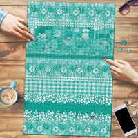 Hawaiian Hibiscus Honu Puzzle Turquoise Mele Kalikimaka Palaka Spirit LT9 Turquoise - Polynesian Pride