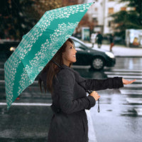 Hawaiian Hibiscus Honu Umbrella Turquoise Mele Kalikimaka Palaka Spirit - Polynesian Pride