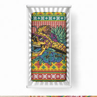 Hawaiian Pineapples Skull Baby Bed Cover Mele Kalikimaka Palaka Quilt Pattern LT9 28 × 52 in Yellow - Polynesian Pride