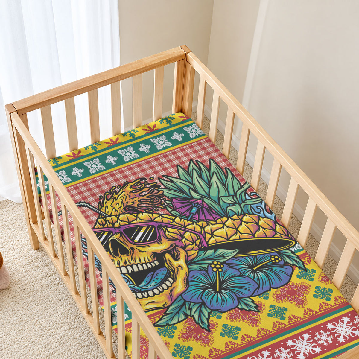 Hawaiian Pineapples Skull Baby Bed Cover Mele Kalikimaka Palaka Quilt Pattern LT9 - Polynesian Pride