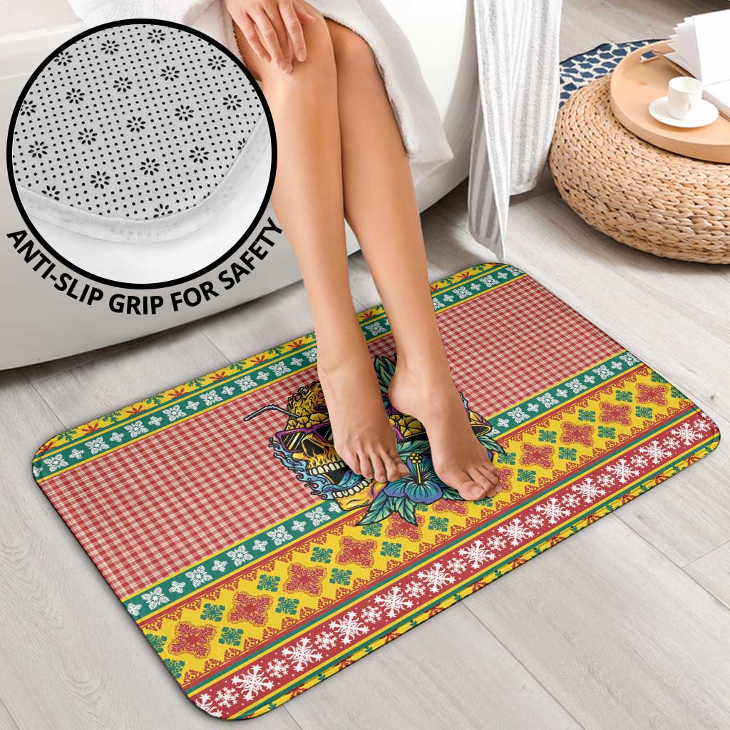 Hawaiian Pineapples Skull Bathroom Set Mele Kalikimaka Palaka Quilt Pattern - Polynesian Pride