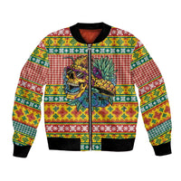 Hawaiian Pineapples Skull Bomber Jacket Mele Kalikimaka Palaka Quilt Pattern - Polynesian Pride