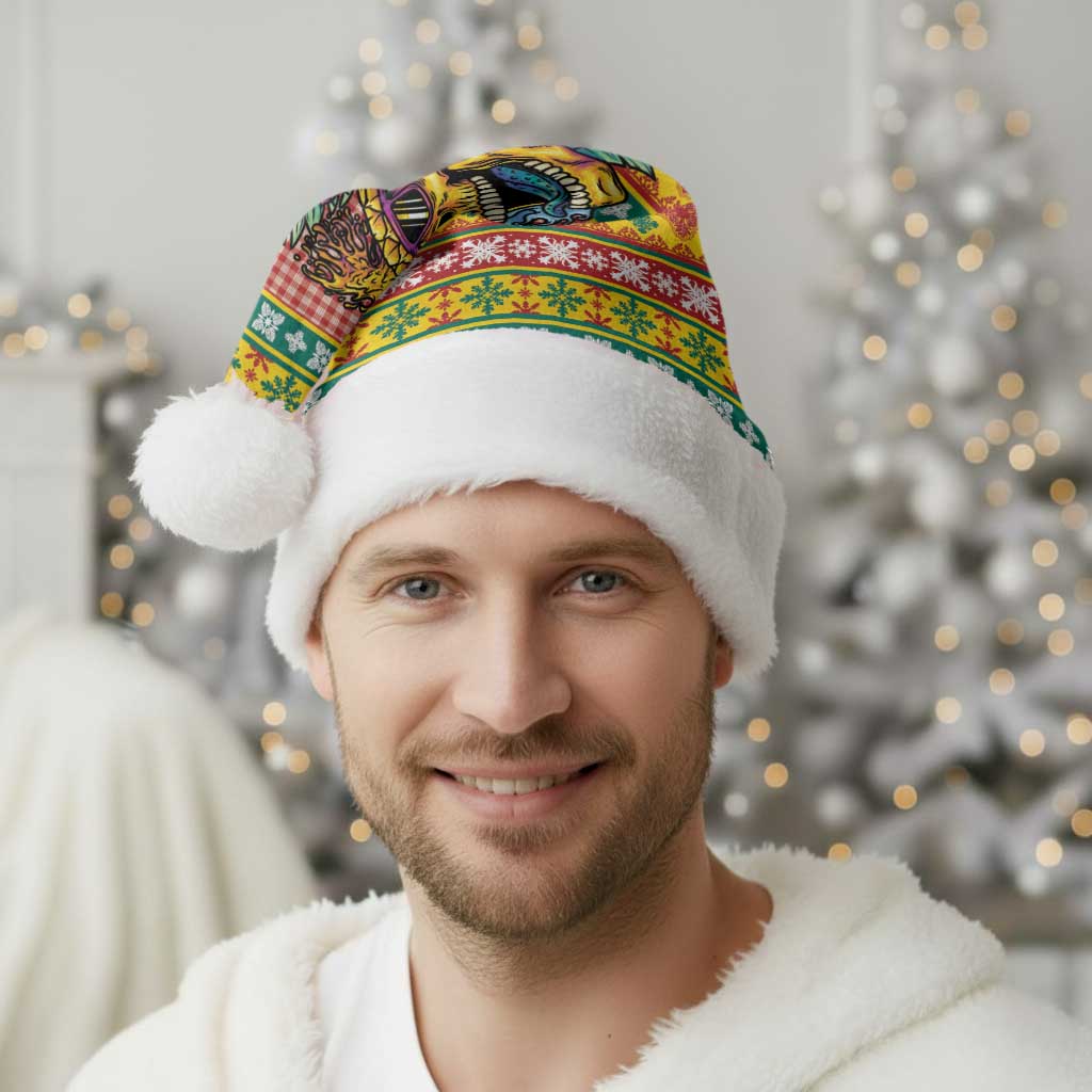 Hawaiian Pineapples Skull Christmas Santa Hat Mele Kalikimaka Palaka Quilt Pattern - Polynesian Pride