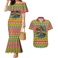 Hawaiian Pineapples Skull Couples Matching Mermaid Dress and Hawaiian Shirt Mele Kalikimaka Palaka Quilt Pattern - Polynesian Pride
