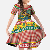 Hawaiian Pineapples Skull Family Matching Off Shoulder Maxi Dress and Hawaiian Shirt Mele Kalikimaka Palaka Quilt Pattern - Polynesian Pride