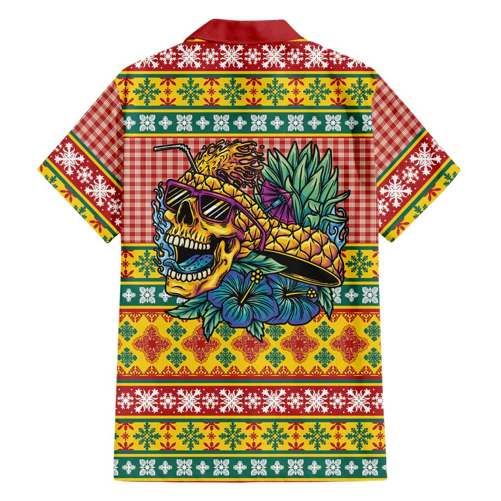 Hawaiian Pineapples Skull Family Matching Off Shoulder Maxi Dress and Hawaiian Shirt Mele Kalikimaka Palaka Quilt Pattern - Polynesian Pride