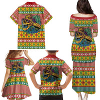 Hawaiian Pineapples Skull Family Matching Puletasi and Hawaiian Shirt Mele Kalikimaka Palaka Quilt Pattern - Polynesian Pride