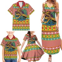 Hawaiian Pineapples Skull Family Matching Summer Maxi Dress and Hawaiian Shirt Mele Kalikimaka Palaka Quilt Pattern - Polynesian Pride