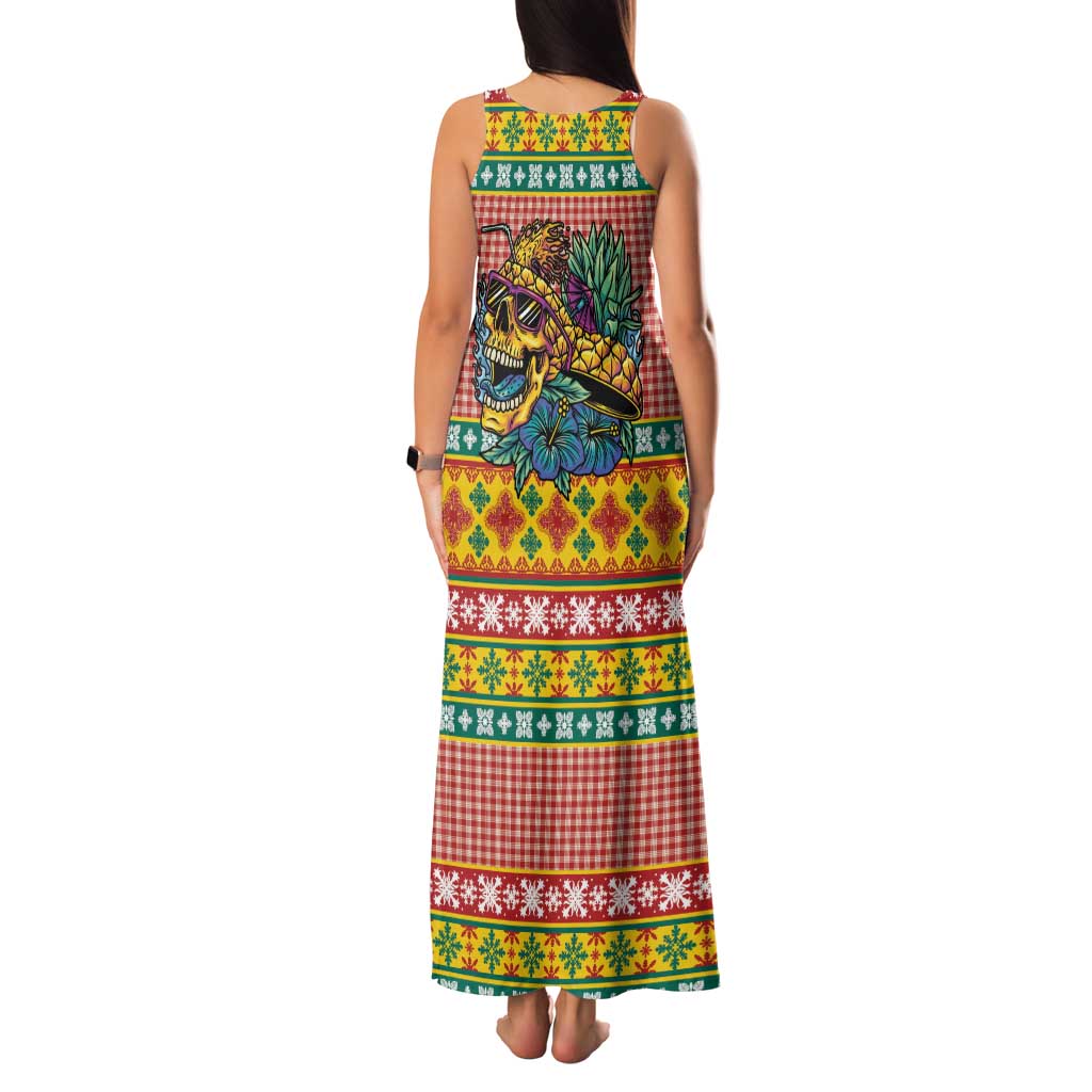 Hawaiian Pineapples Skull Family Matching Tank Maxi Dress and Hawaiian Shirt Mele Kalikimaka Palaka Quilt Pattern LT9 - Polynesian Pride