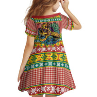 Hawaiian Pineapples Skull Kid Short Sleeve Dress Mele Kalikimaka Palaka Quilt Pattern - Polynesian Pride