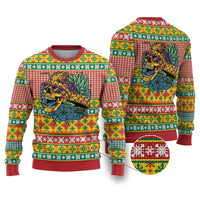 Hawaiian Pineapples Skull Ugly Christmas Sweater Mele Kalikimaka Palaka Quilt Pattern - Polynesian Pride