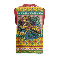 Hawaiian Pineapples Skull Christmas Knitted V-Neck Vest Mele Kalikimaka Palaka Quilt Pattern LT9 - Polynesian Pride
