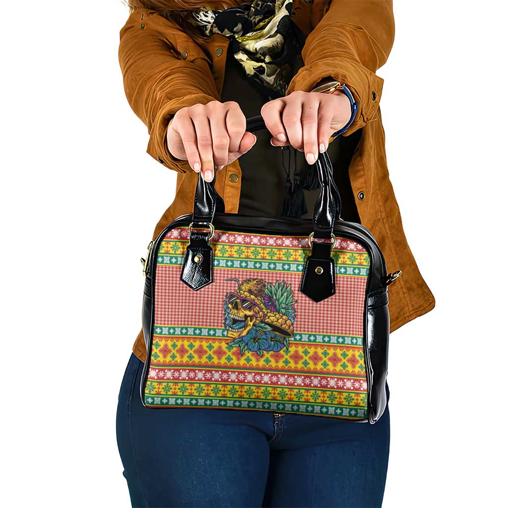 Hawaiian Pineapples Skull Shoulder Handbag Mele Kalikimaka Palaka Quilt Pattern - Polynesian Pride
