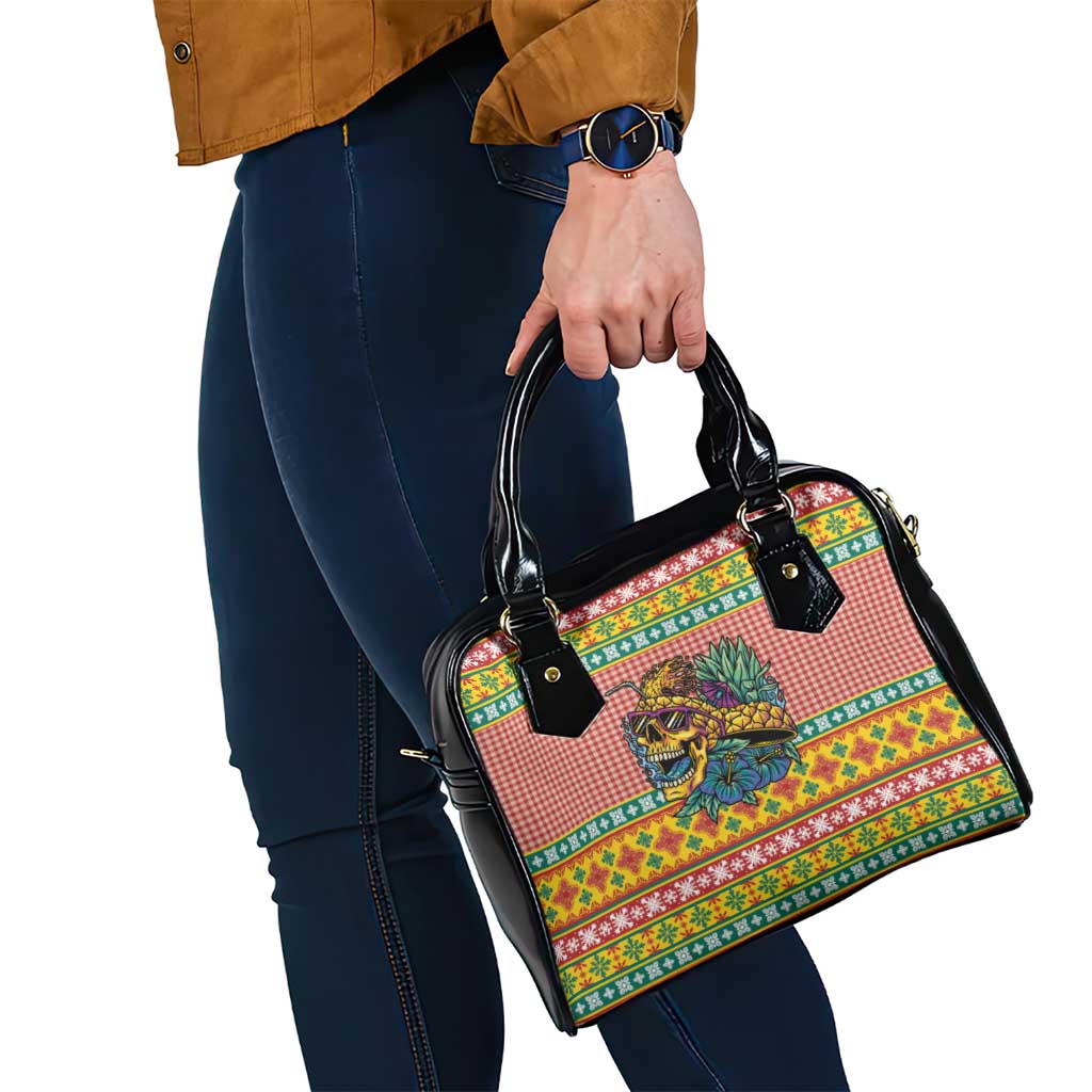Hawaiian Pineapples Skull Shoulder Handbag Mele Kalikimaka Palaka Quilt Pattern - Polynesian Pride