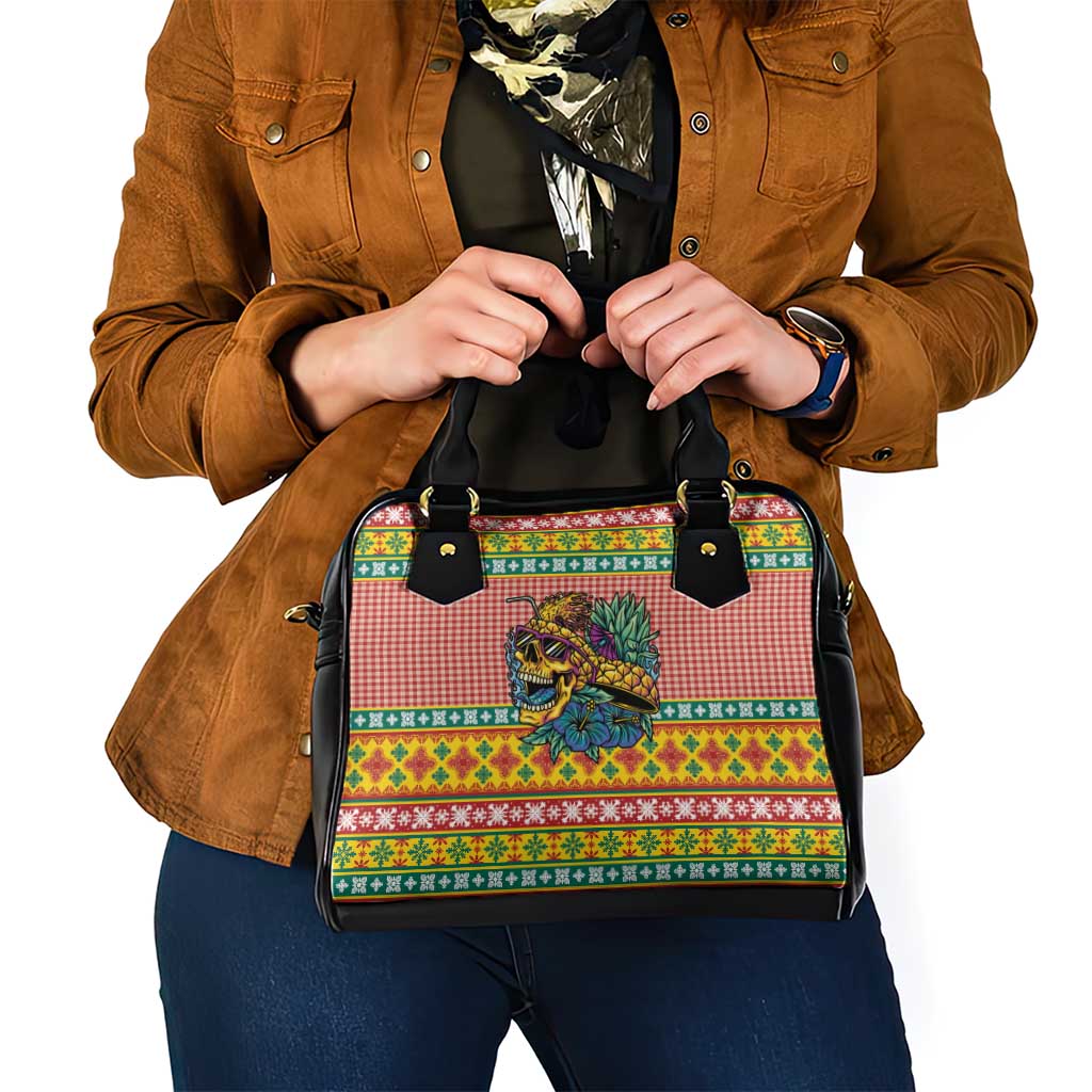 Hawaiian Pineapples Skull Shoulder Handbag Mele Kalikimaka Palaka Quilt Pattern - Polynesian Pride
