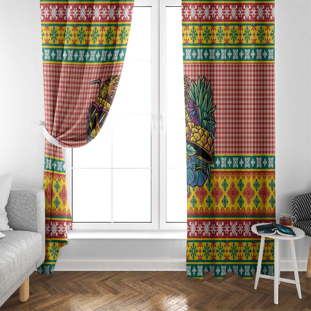 Hawaiian Pineapples Skull Window Curtain Mele Kalikimaka Palaka Quilt Pattern - Polynesian Pride
