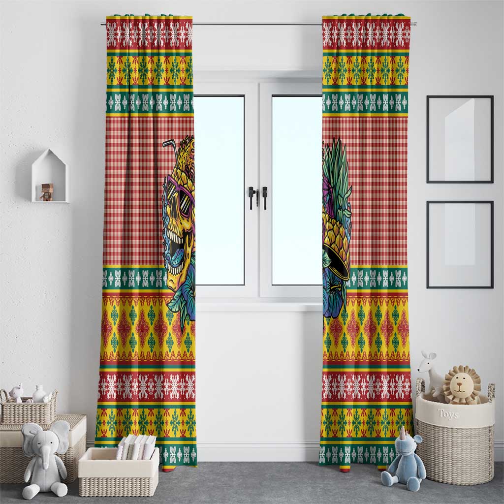 Hawaiian Pineapples Skull Window Curtain Mele Kalikimaka Palaka Quilt Pattern - Polynesian Pride