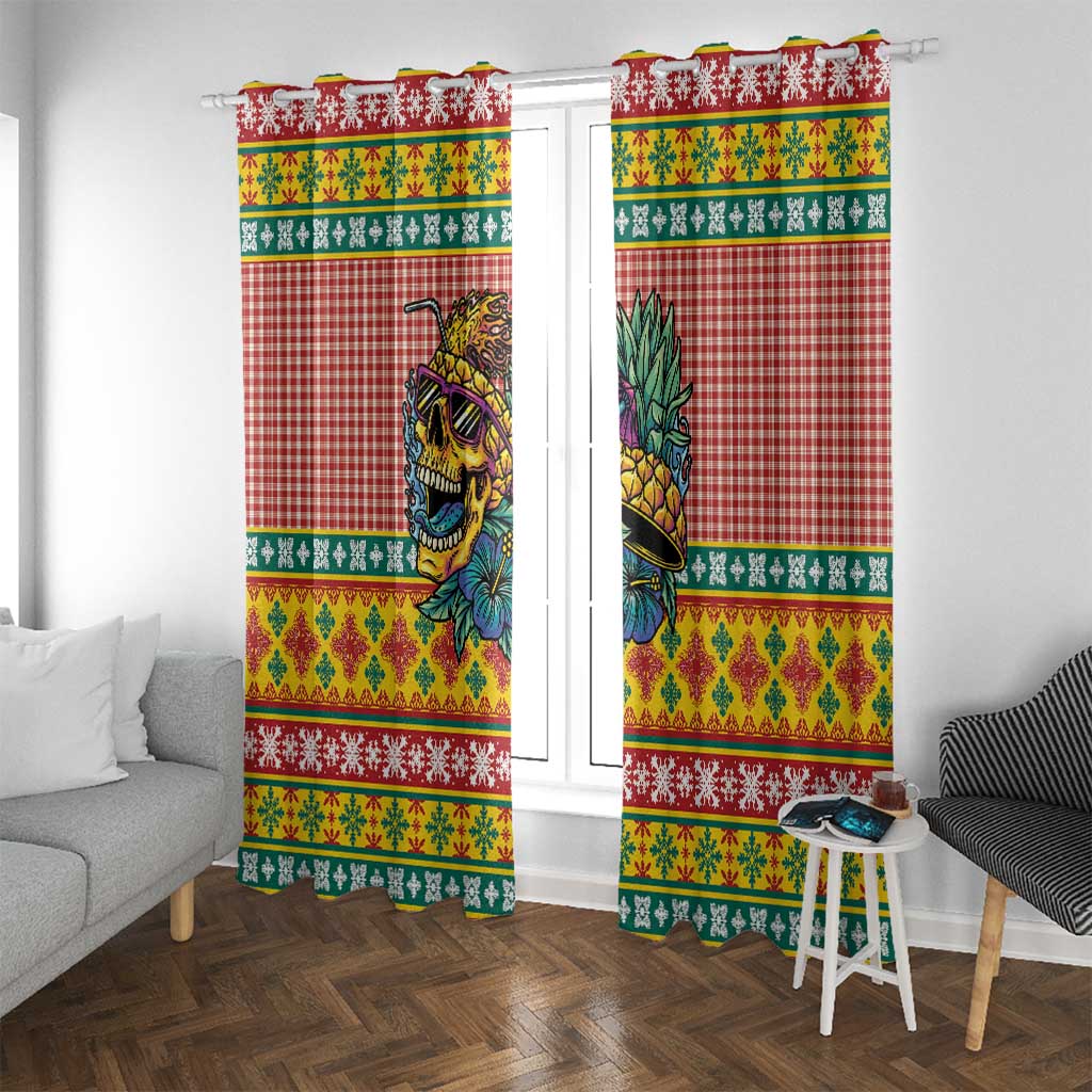 Hawaiian Pineapples Skull Window Curtain Mele Kalikimaka Palaka Quilt Pattern - Polynesian Pride