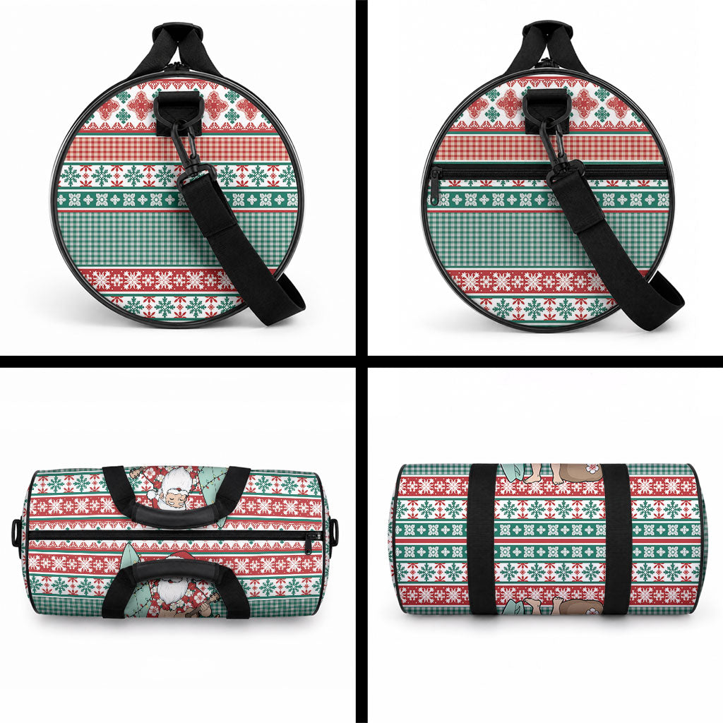 Hawaiian Funny Santa Surf Duffle Bag Mele Kalikimaka Palaka Quilt Pattern LT9 - Polynesian Pride