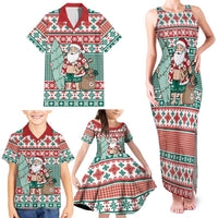 Hawaiian Funny Santa Surf Family Matching Tank Maxi Dress and Hawaiian Shirt Mele Kalikimaka Palaka Quilt Pattern LT9 - Polynesian Pride