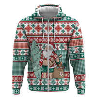 Hawaiian Funny Santa Surf Hoodie Mele Kalikimaka Palaka Quilt Pattern - Polynesian Pride