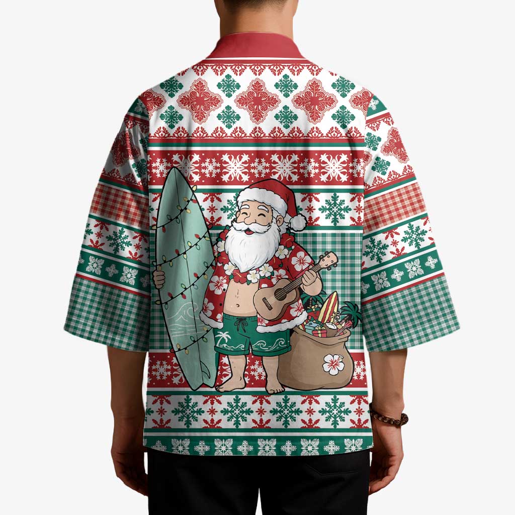 Hawaiian Funny Santa Surf Kimono Mele Kalikimaka Palaka Quilt Pattern - Polynesian Pride