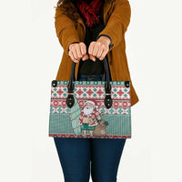 Hawaiian Funny Santa Surf Leather Bag Mele Kalikimaka Palaka Quilt Pattern - Polynesian Pride