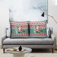 Hawaiian Funny Santa Surf Pillow Cover Mele Kalikimaka Palaka Quilt Pattern - Polynesian Pride