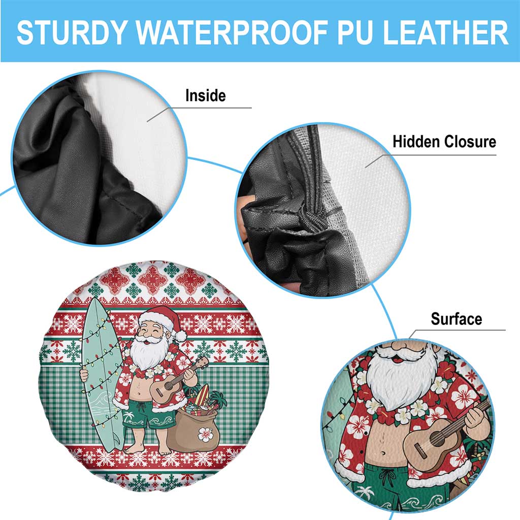 Hawaiian Funny Santa Surf Spare Tire Cover Mele Kalikimaka Palaka Quilt Pattern LT9 - Polynesian Pride
