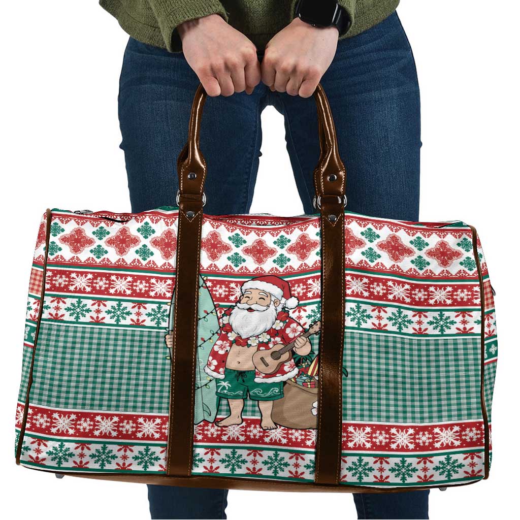 Hawaiian Funny Santa Surf Travel Bag Mele Kalikimaka Palaka Quilt Pattern - Polynesian Pride