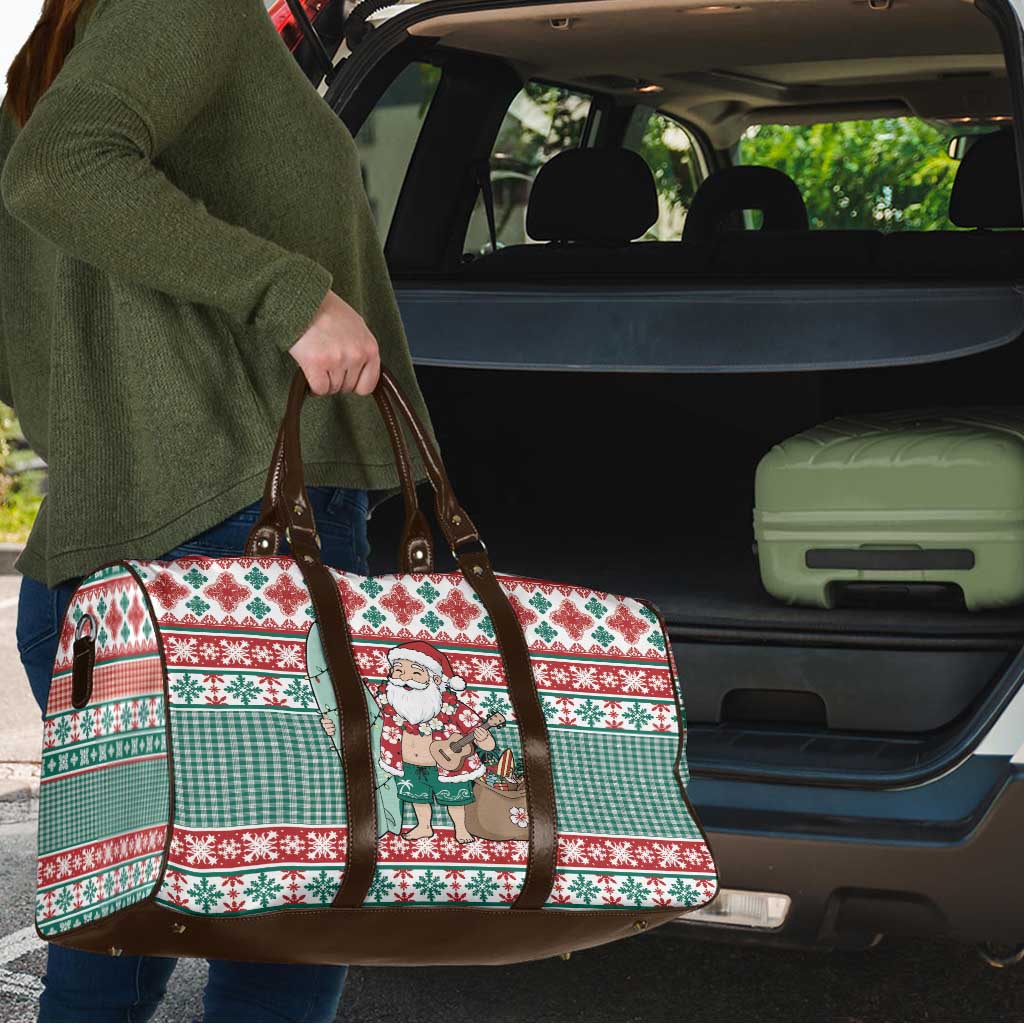 Hawaiian Funny Santa Surf Travel Bag Mele Kalikimaka Palaka Quilt Pattern - Polynesian Pride