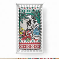 Hawaiian Skull Surfs Baby Bed Cover Mele Kalikimaka Palaka Quilt Pattern LT9 28 × 52 in Green - Polynesian Pride