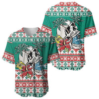 Hawaiian Skull Surfs Baseball Jersey Mele Kalikimaka Palaka Quilt Pattern - Polynesian Pride