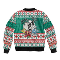 Hawaiian Skull Surfs Bomber Jacket Mele Kalikimaka Palaka Quilt Pattern - Polynesian Pride