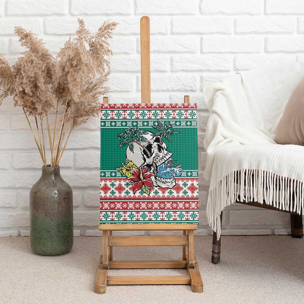 Hawaiian Skull Surfs Canvas Wall Art Mele Kalikimaka Palaka Quilt Pattern - Polynesian Pride