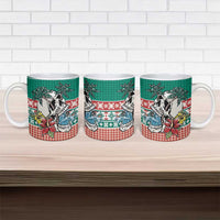 Hawaiian Skull Surfs Ceramic Mug Mele Kalikimaka Palaka Quilt Pattern - Polynesian Pride