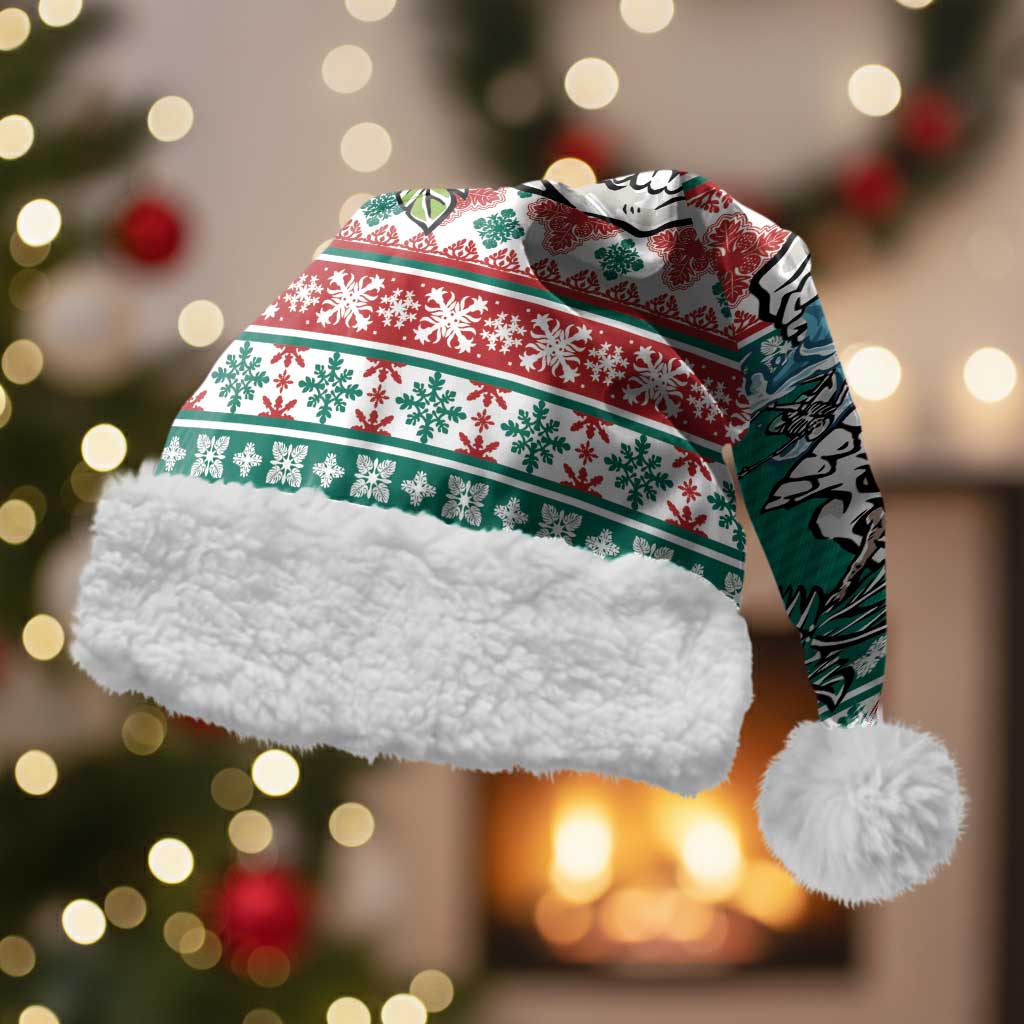Hawaiian Skull Surfs Christmas Santa Hat Mele Kalikimaka Palaka Quilt Pattern - Polynesian Pride