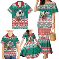 Hawaiian Skull Surfs Family Matching Mermaid Dress and Hawaiian Shirt Mele Kalikimaka Palaka Quilt Pattern LT9 - Polynesian Pride