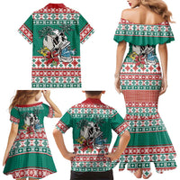 Hawaiian Skull Surfs Family Matching Mermaid Dress and Hawaiian Shirt Mele Kalikimaka Palaka Quilt Pattern LT9 - Polynesian Pride