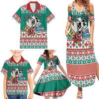Hawaiian Skull Surfs Family Matching Summer Maxi Dress and Hawaiian Shirt Mele Kalikimaka Palaka Quilt Pattern - Polynesian Pride