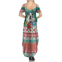 Hawaiian Skull Surfs Family Matching Summer Maxi Dress and Hawaiian Shirt Mele Kalikimaka Palaka Quilt Pattern - Polynesian Pride